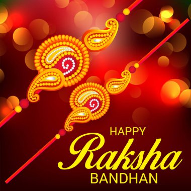  Mutlu Raksha Bandhan Hint kız ve erkek kardeşler festivali için vektör illüstrasyonu. 