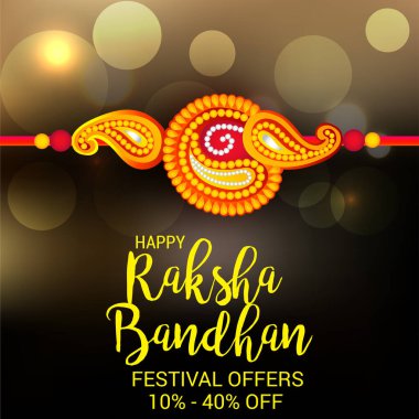  Mutlu Raksha Bandhan Hint kız ve erkek kardeşler festivali için vektör illüstrasyonu. 