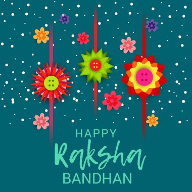  Mutlu Raksha Bandhan Hint kız ve erkek kardeşler festivali için vektör illüstrasyonu. 