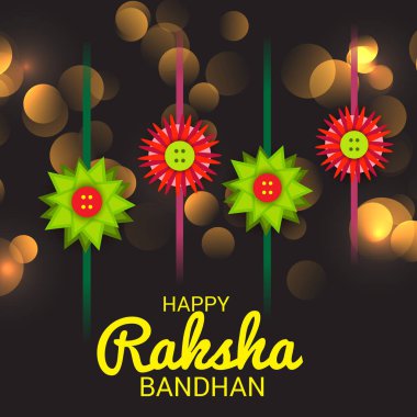  Mutlu Raksha Bandhan Hint kız ve erkek kardeşler festivali için vektör illüstrasyonu. 