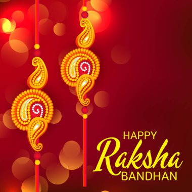  Mutlu Raksha Bandhan Hint kız ve erkek kardeşler festivali için vektör illüstrasyonu. 