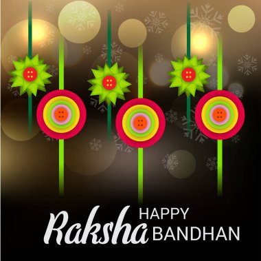  Mutlu Raksha Bandhan Hint kız ve erkek kardeşler festivali için vektör illüstrasyonu. 