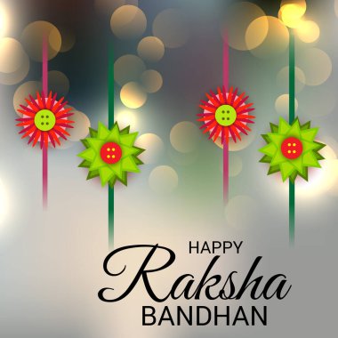  Mutlu Raksha Bandhan Hint kız ve erkek kardeşler festivali için vektör illüstrasyonu. 