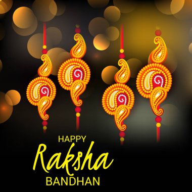  Mutlu Raksha Bandhan Hint kız ve erkek kardeşler festivali için vektör illüstrasyonu. 