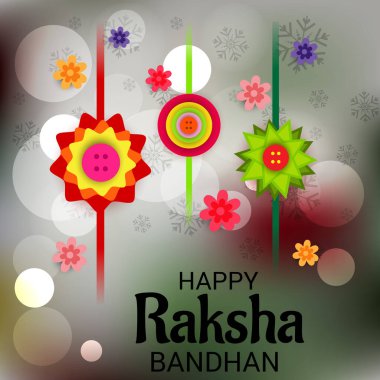  Mutlu Raksha Bandhan Hint kız ve erkek kardeşler festivali için vektör illüstrasyonu. 