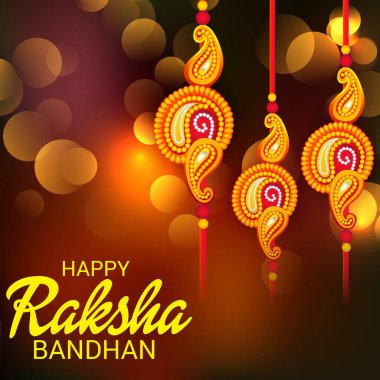  Mutlu Raksha Bandhan Hint kız ve erkek kardeşler festivali için vektör illüstrasyonu. 