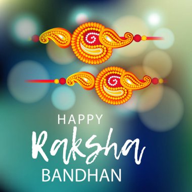  Mutlu Raksha Bandhan Hint kız ve erkek kardeşler festivali için vektör illüstrasyonu. 