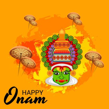 Mutlu Onam Festivali Güney Hindistan Kerala için bir kutlama arka plan vektör çizim.