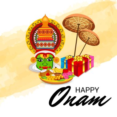 Mutlu Onam Festivali Güney Hindistan Kerala için bir kutlama arka plan vektör çizim.