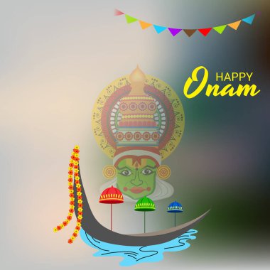 Mutlu Onam Festivali Güney Hindistan Kerala için bir kutlama arka plan vektör çizim.