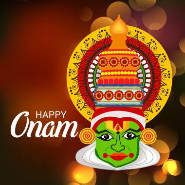 Mutlu Onam Festivali Güney Hindistan Kerala için bir kutlama arka plan vektör çizim.