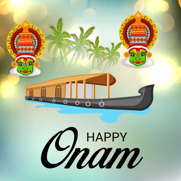 Illustration Vectorielle Fond Célébration Pour Festival Happy Onam Inde Sud — Image vectorielle