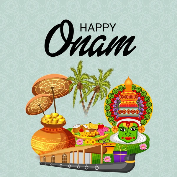 Ilustração Vetorial Fundo Celebração Para Festival Happy Onam Sul Índia — Vetor de Stock