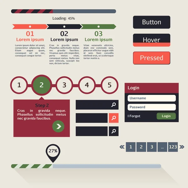 Vektorsatz aus verschiedenen Elementen für User-Interface-Projekte — Stockvektor