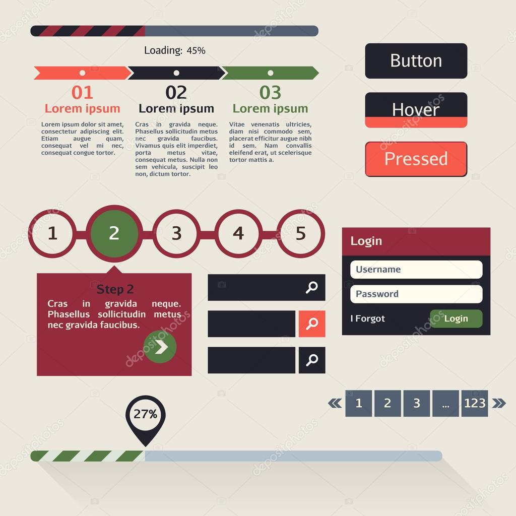 Vector set of various elements used for User Interface projects