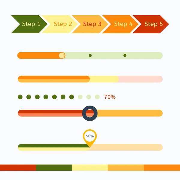 Conjunto de barras de progresso de design de web plana. Ilustração vetorial — Vetor de Stock