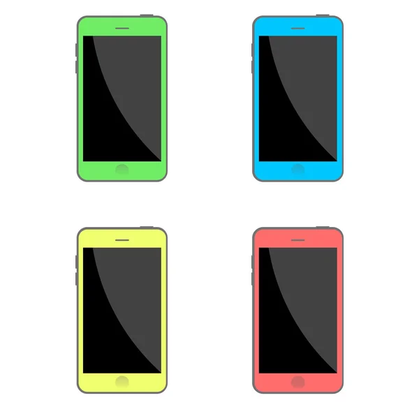 Склад Векторный набор изолированных плоских цветных смартфонов. Реалистичный стиль . — стоковый вектор