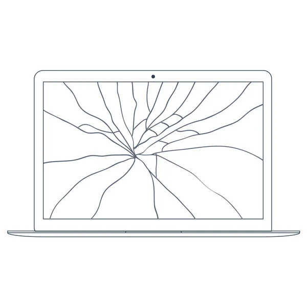 Vektorové ilustrace brocken laptop. Skica ikony pro váš web konceptu. Izolované na bílém pozadí. — Stockový vektor