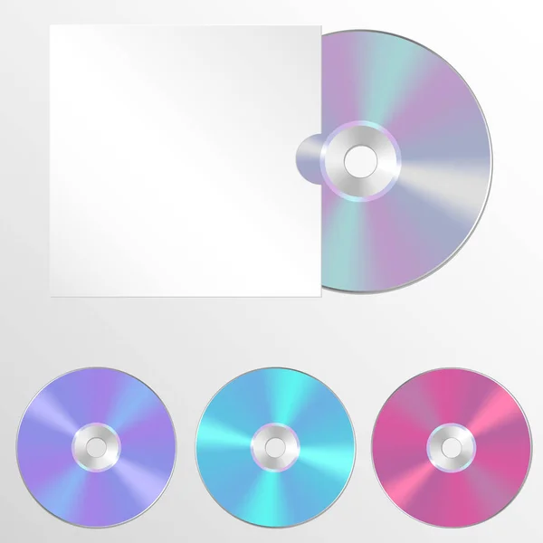 Vektorillustration uppsättning av isolerade tomma CD-skiva Cd eller Dvd. realistiska stil. — Stock vektor