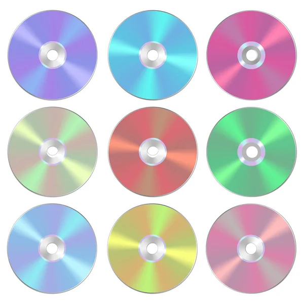 Vektoros illusztráció elszigetelt üres CD Cd vagy Dvd. realista stílus beállítása. — Stock Vector