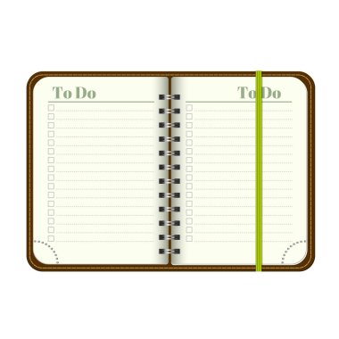 Boş liste yapmak için rezervasyon yaptırın. Metniniz için boş alanı. Vektör kişisel organiger yer işareti. Beyaz arka plan üzerinde izole. Mockup tasarım.