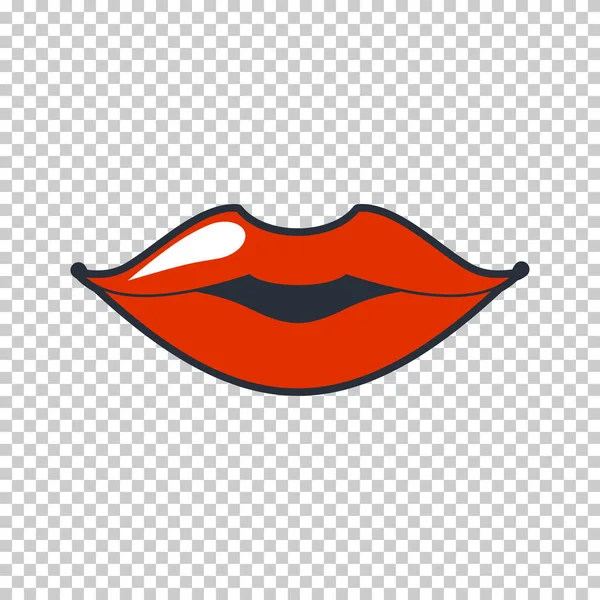 Lippen kussen. Vectorpatch, sticker geïsoleerd op wit. Cool sexy rood gekust. Selphie tekenfilm Teken voor afdruk, in strips, Mode, pop art, retro stijl jaren 80-90 — Stockvector