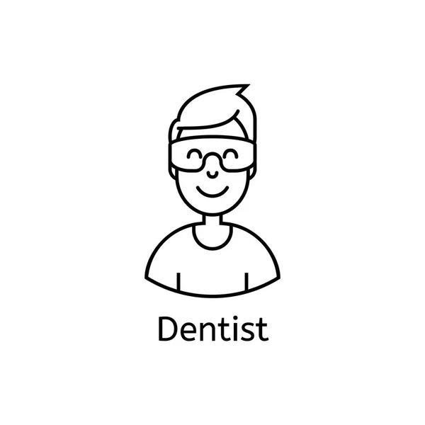 Icona dentale medica. Illustrazione di amichevole sorridente dentista maschile con occhiali . — Vettoriale Stock