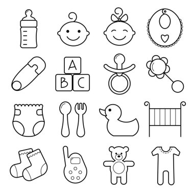 Bebek Icons set. Beyaz arka plan üzerinde izole.