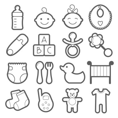 Bebek Icons set. Beyaz arka plan üzerinde izole.