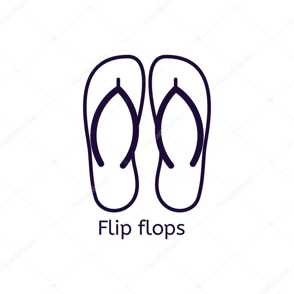 Vector flip flops icon on a white background. Thin line icon for web site, visit card, poster, banner etc.