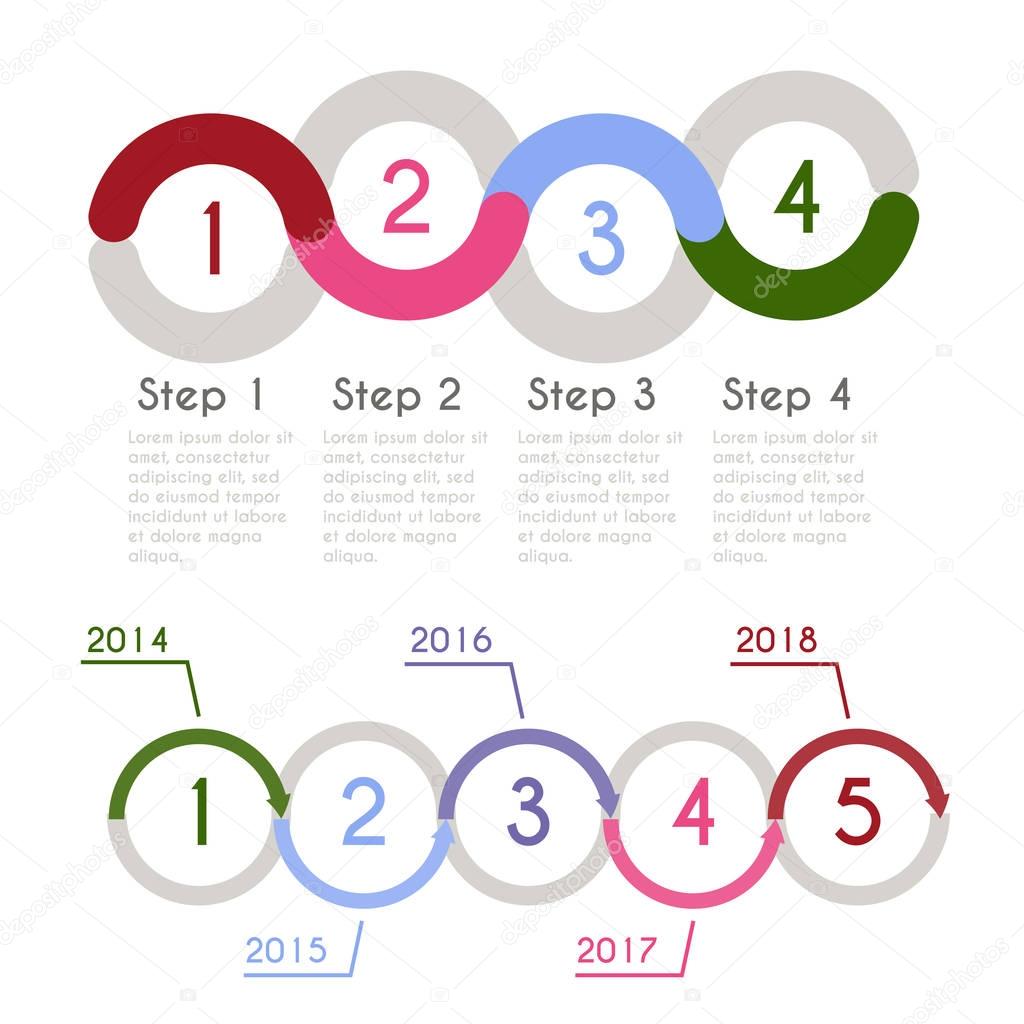 Progress chart statistic concept. Infographic vector template for presentation. Timeline statistical chart. Business flow process diagram.