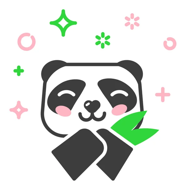 Panda satırı simgesi. Bambu pandayla. İnce doğrusal logo. Bambu ayı Çin ayı logo. — Stok Vektör