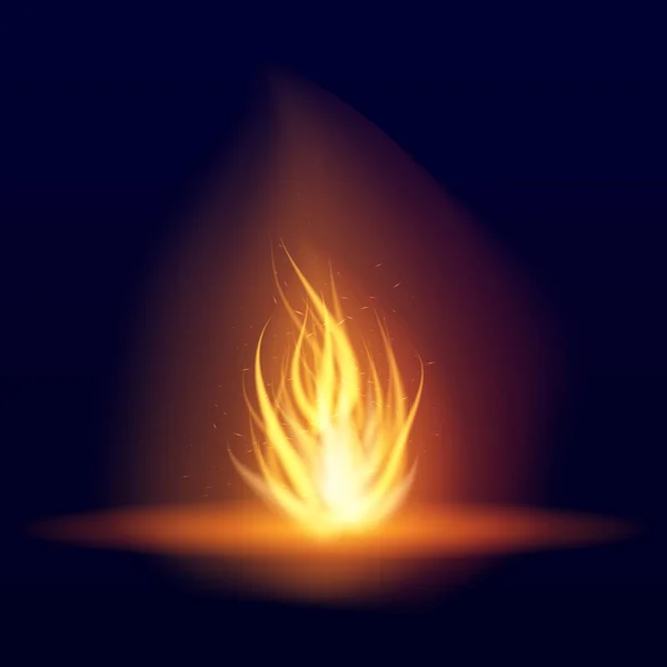 Feu de joie vectoriel. Flamme vacillante chaude avec étincelles. Des langues de flamme. Flicker d'une torche. Effet de combustion lumineux d'une bougie . — Image vectorielle