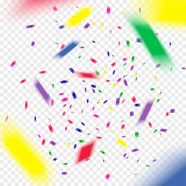 Colorido vuelo cayendo los elementos de decoración de la celebración. Fondo abstracto con confeti cayendo — Archivo Imágenes Vectoriales