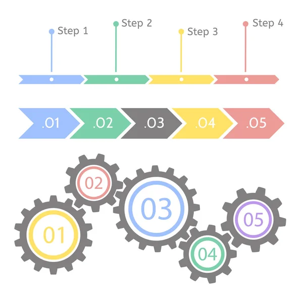 Concepto estadístico de progreso. Plantilla vectorial infográfica para presentación. Cuadro estadístico de la línea temporal. Pasos del proceso de flujo empresarial . — Archivo Imágenes Vectoriales