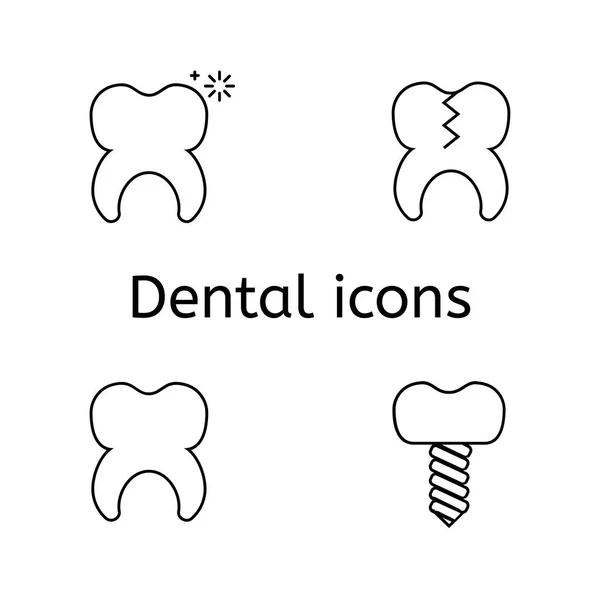 Set di icone dei denti. Set di icone vettoriali contorno dentale . — Vettoriale Stock