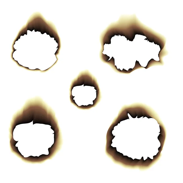 Burnt scorched paper hole vector illustration on transparent background — Stock Vector
