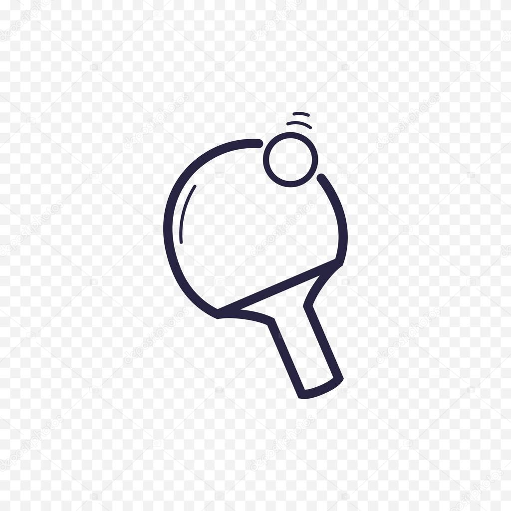 Ping pong racket and ball line icon. Sport game thin linear signs. Outline concept for websites, infographic, mobile applications