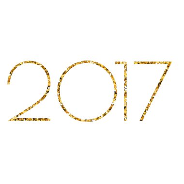 Mutlu yeni yıl 2017 altın parıltı beyaz arka plan, metin tasarım goldenvector öğeleri takvim, tebrik kartı için üzerinde metin.