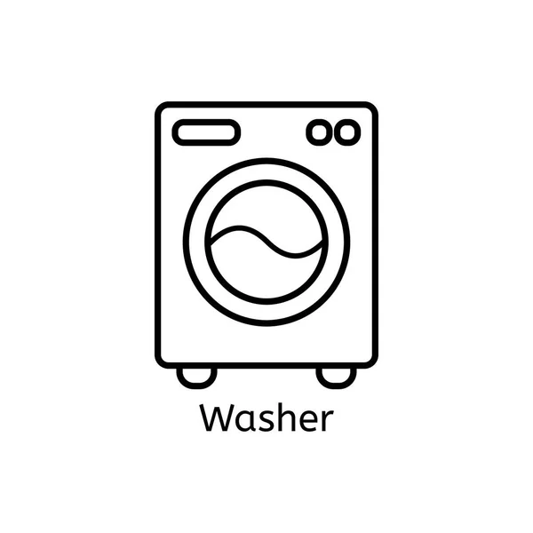 Rondelle simple icône de ligne. Laver ma hine signes linéaires minces. Lavage des vêtements concept simple pour les sites Web, infographie, applications mobiles . — Image vectorielle