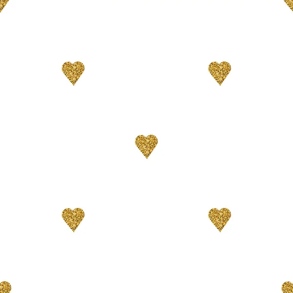 Gold heart seamless pattern on white backgroung — Stock Vector