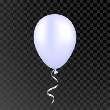 Saydam bir arka plan üzerinde vektör beyaz balon. 3d gerçekçi mutlu tatiller Hava Helyum balonu uçan.