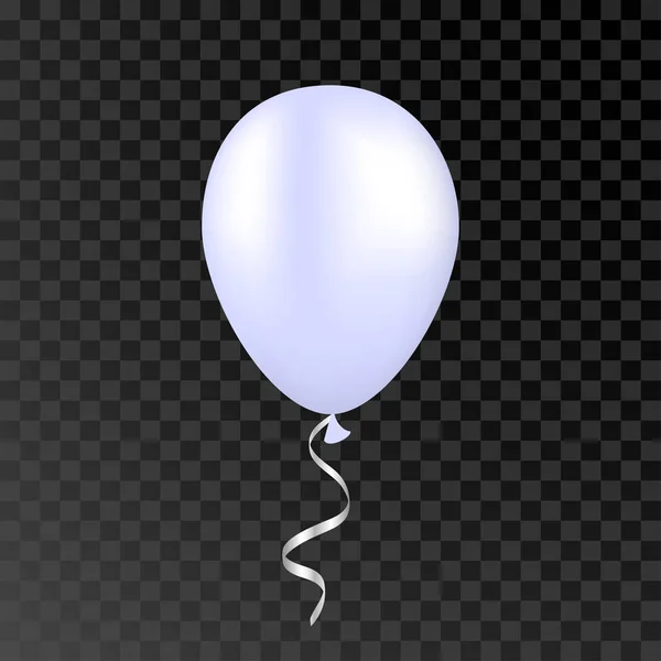 在透明背景上的向量白色气球。3d 现实节日快乐飞行氦气球. — 图库矢量图片