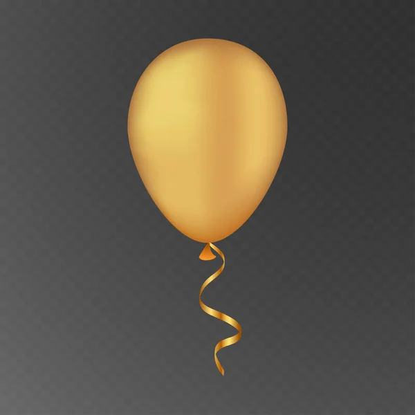 Векторный золотой шарик на прозрачном фоне. 3D реалистичные праздники полет воздушный гелиевый шар . — стоковый вектор