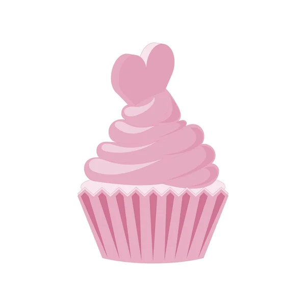 Cupcake vettoriali e muffin icona. Dolci rosa con panna, cioccolato, ciliegie e fragole. Carino segno cupcake per volantini, cartoline, adesivi, stampe, manifesti, decorazioni . — Vettoriale Stock