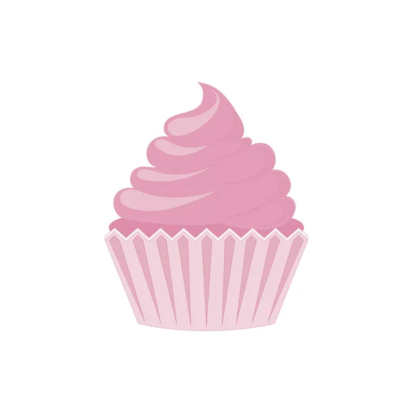 Vektor-Cupcakes und Muffins-Symbol. rosa Desserts mit Sahne, Schokolade, Kirschen und Erdbeeren. Niedliches Cupcake-Schild für Flyer, Postkarten, Aufkleber, Drucke, Poster, Dekorationen. — Stockvektor