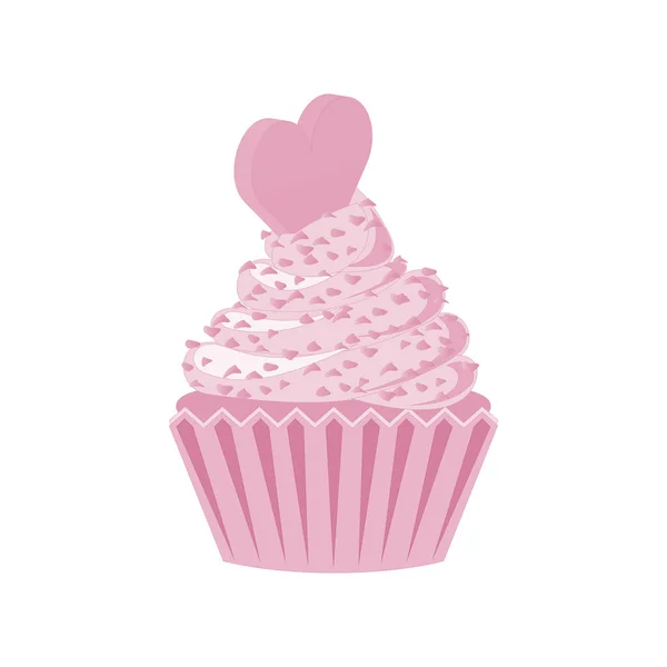 Vector cupcakes y muffins icono. Postres rosados con crema, chocolate, cerezas y fresas. Lindo signo de cupcake para volantes, postales, pegatinas, impresiones, carteles, decoraciones . — Vector de stock