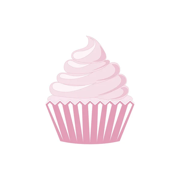 Vector cupcakes en muffins pictogram. Roze desserts met room, chocolade, kersen en aardbeien. Schattige cupcake teken voor flyers, postkaarten, stickers, prenten, affiches, decoraties. — Stockvector