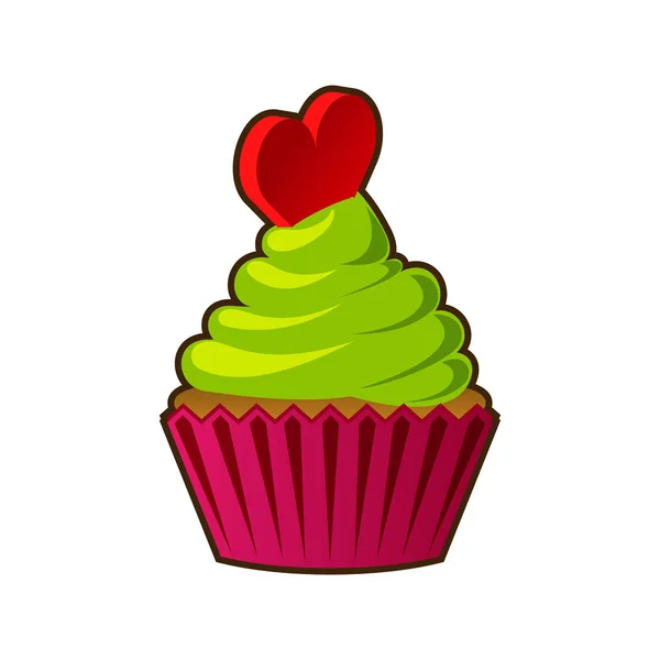 Vector cupcakes o muffins icono. Colorido postre con crema, chocolate, cerezas y fresas. Signo de cupcake lindo multicolor para volantes, postales, pegatinas, impresiones, carteles, decoraciones . — Vector de stock