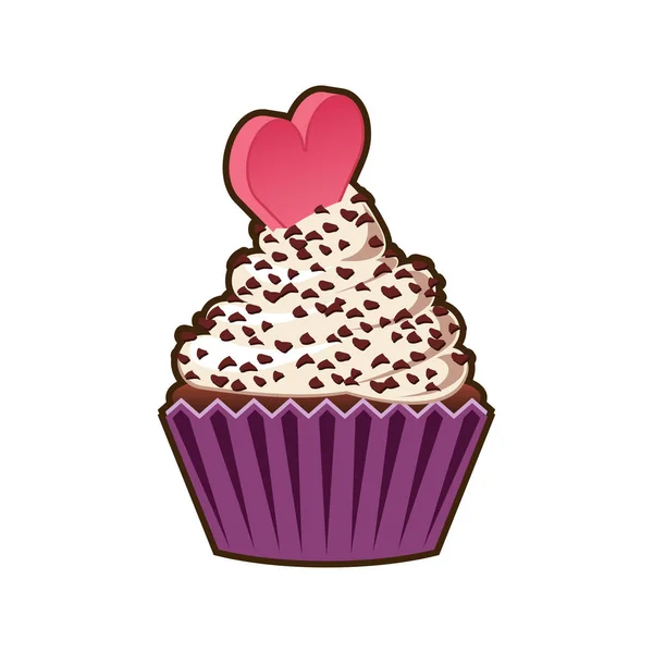 Vector cupcakes of muffins pictogram. Kleurrijk dessert met room, chocolade, kersen en aardbeien. Multicolor schattige cupcake teken voor flyers, postkaarten, stickers, prenten, affiches, decoraties. — Stockvector